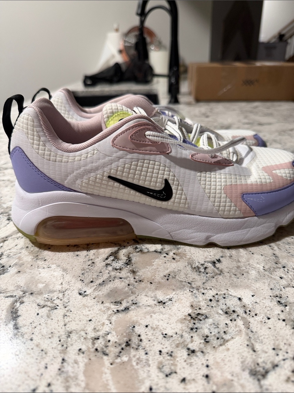 Nike White Sneakers with Pink, Lavender & Lime Accents